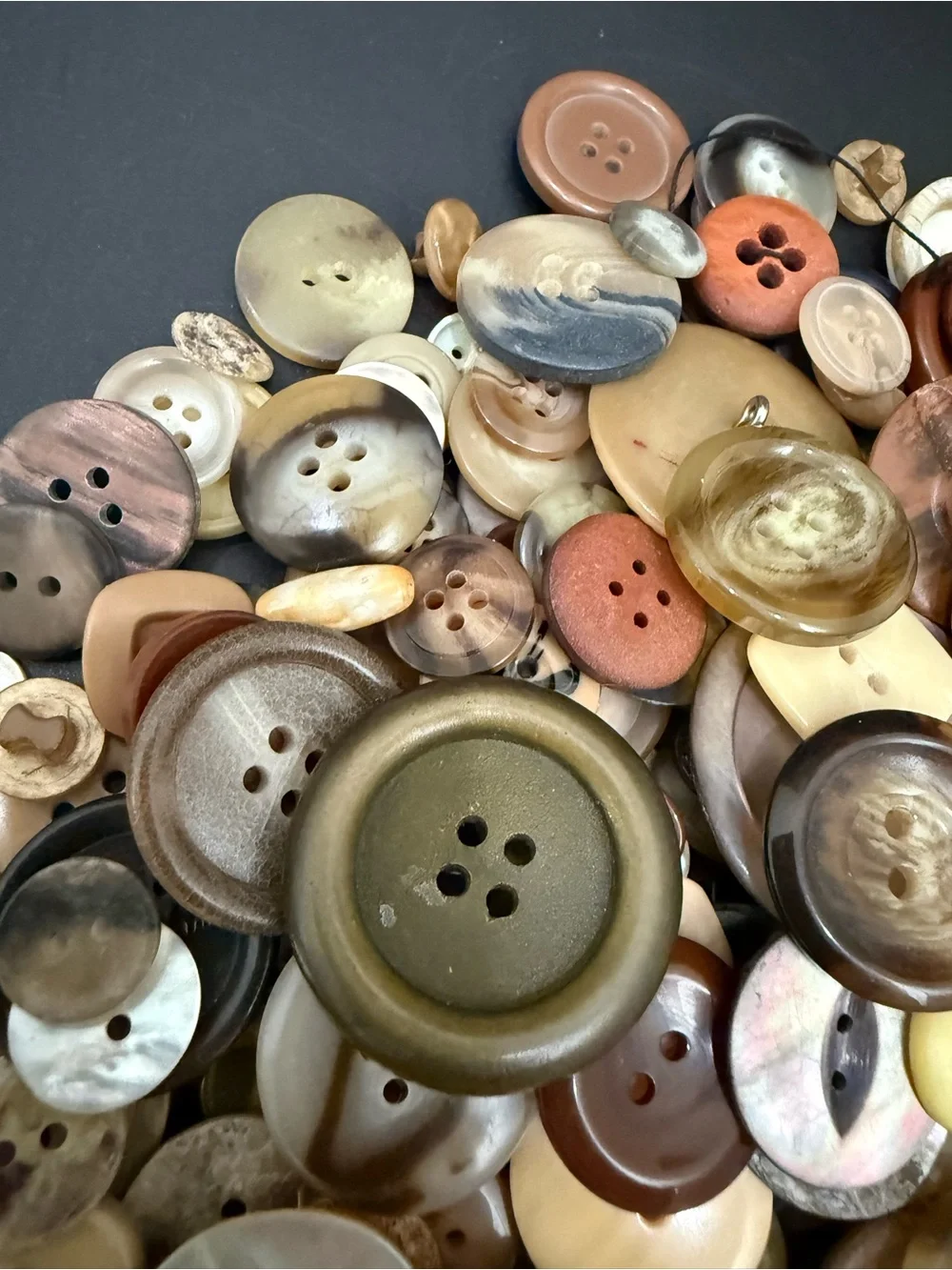 Vintage Mixed Assortment of Sewing Buttons Neutral Brown Beige Earth-toned Shade